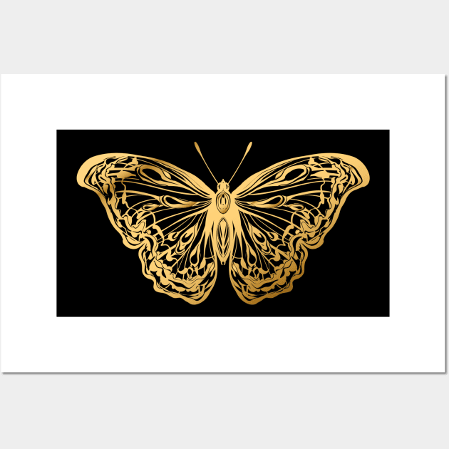 gold butterfly Wall Art by OKUR Creative